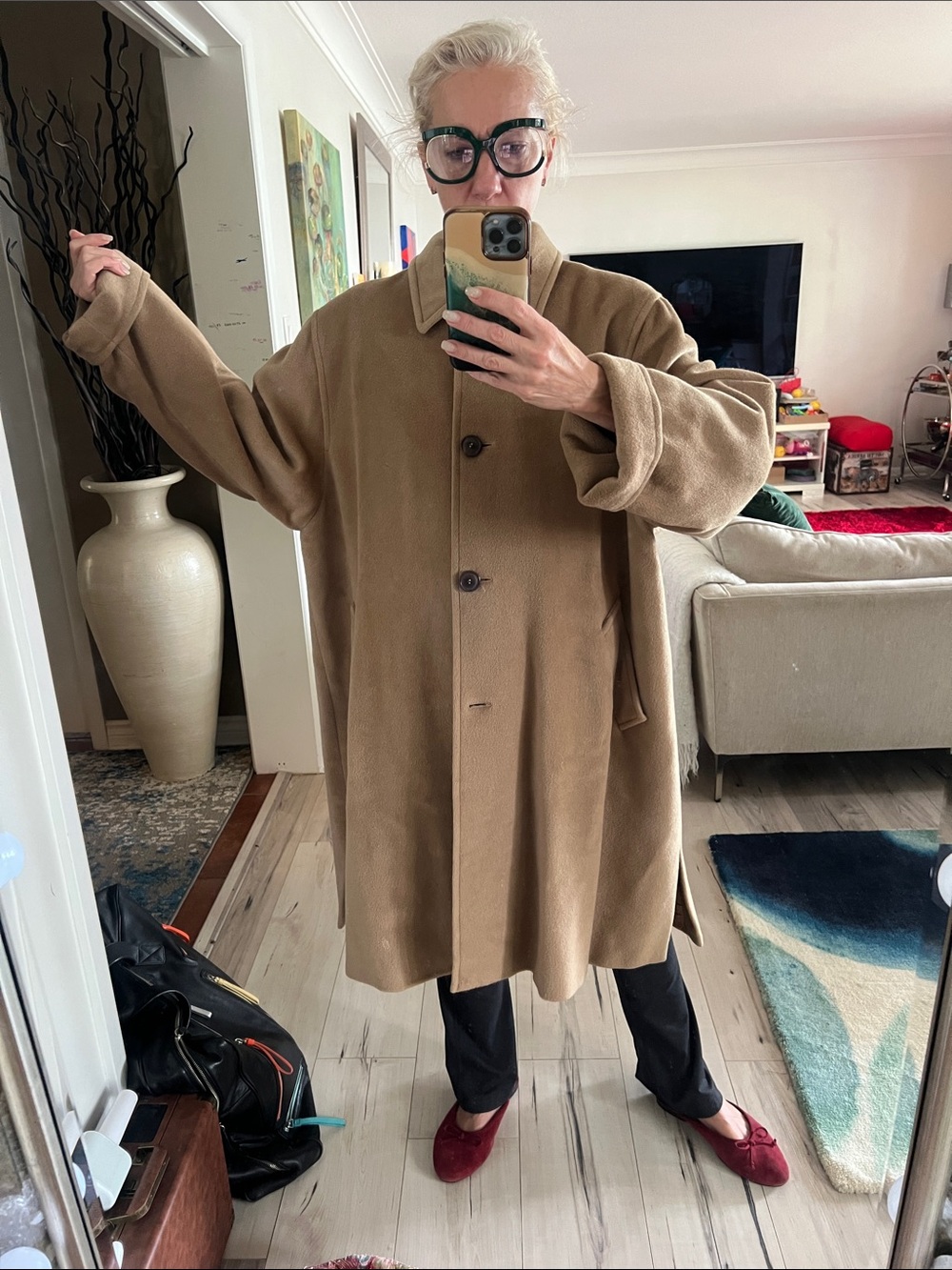 Marina Rinaldi Oversized Camel Brown Pea Coat